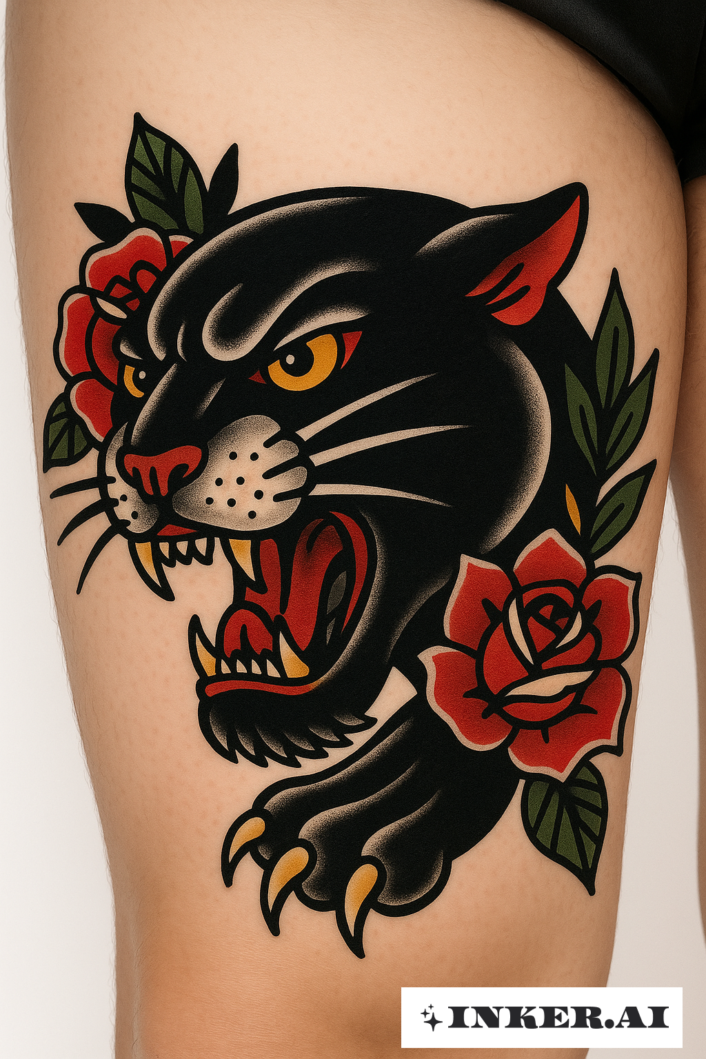 Cabeça de Pantera Emergindo na Coxa