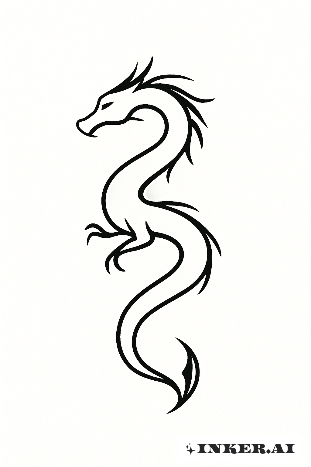 簡約日本龍剪影