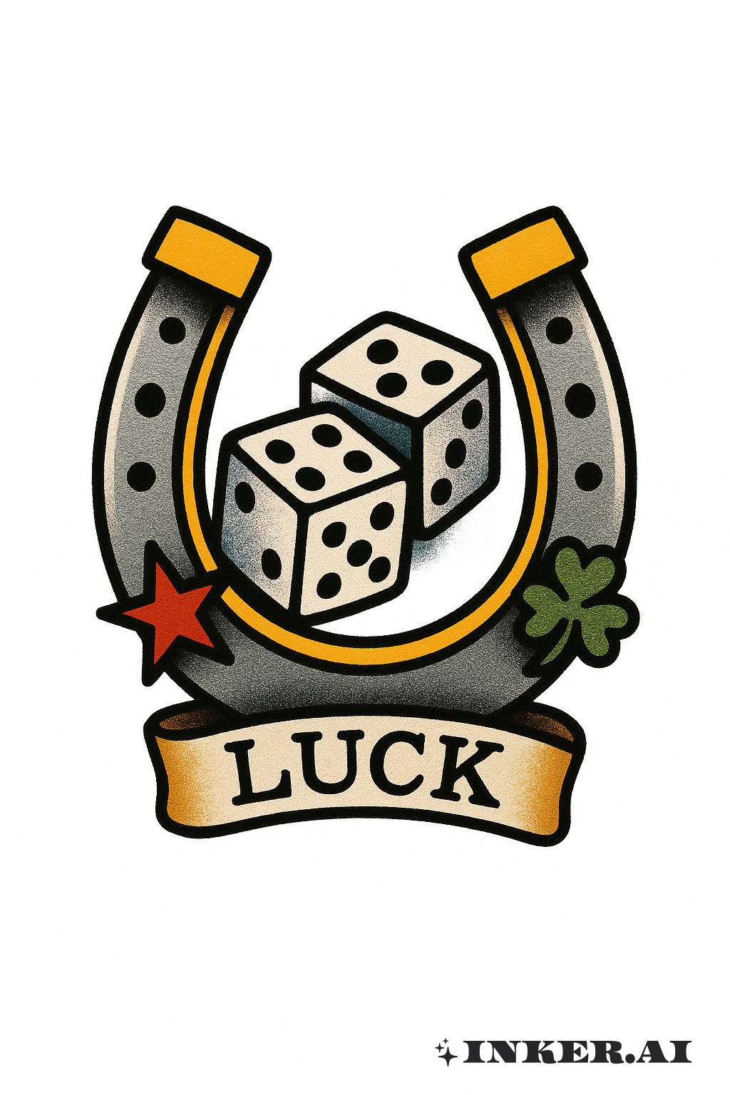 Lucky Horseshoe Framing a Pair of Dice