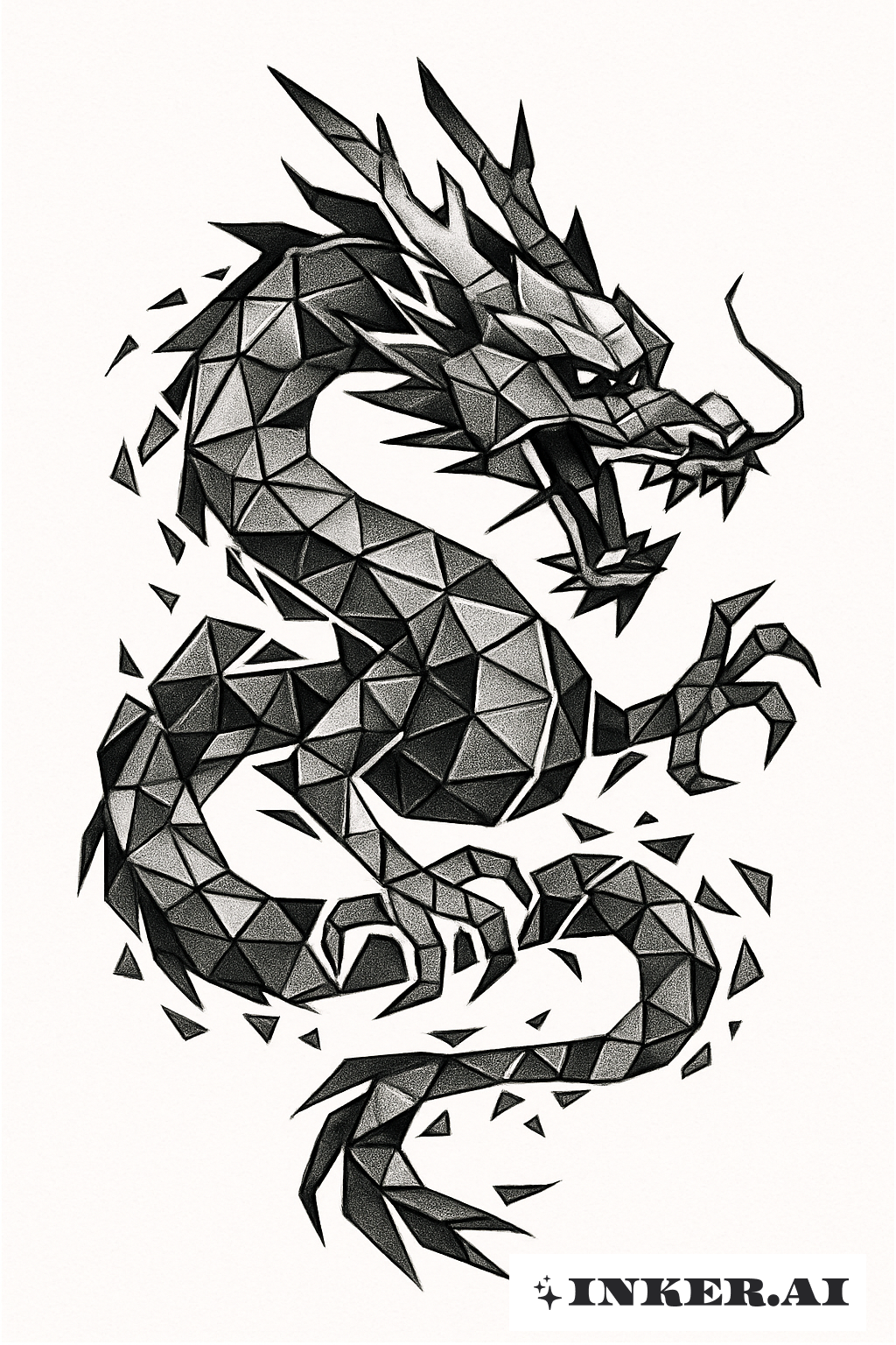 多邊形形狀的日本龍碎片