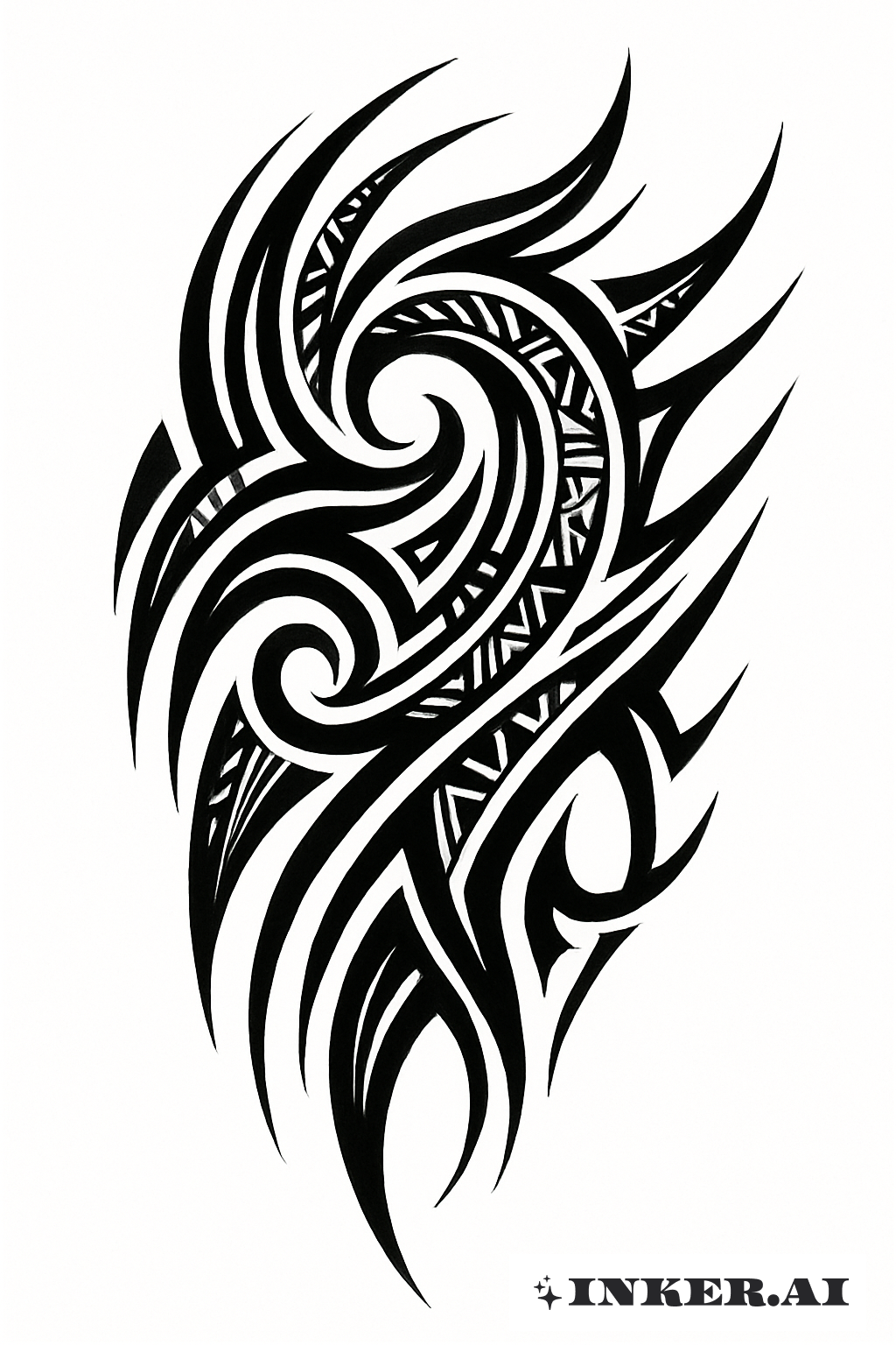 為羅倫·鮑伯特設計的抽象部落流動紋身