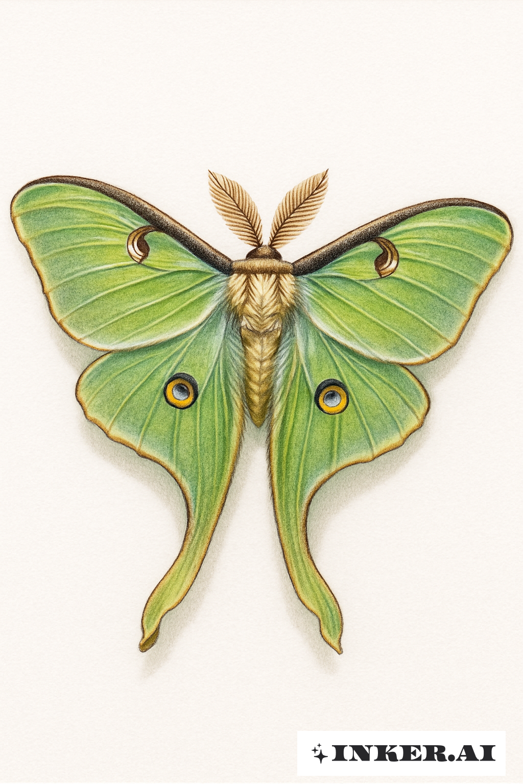 Detailed Close-Up Of A Luna Moth