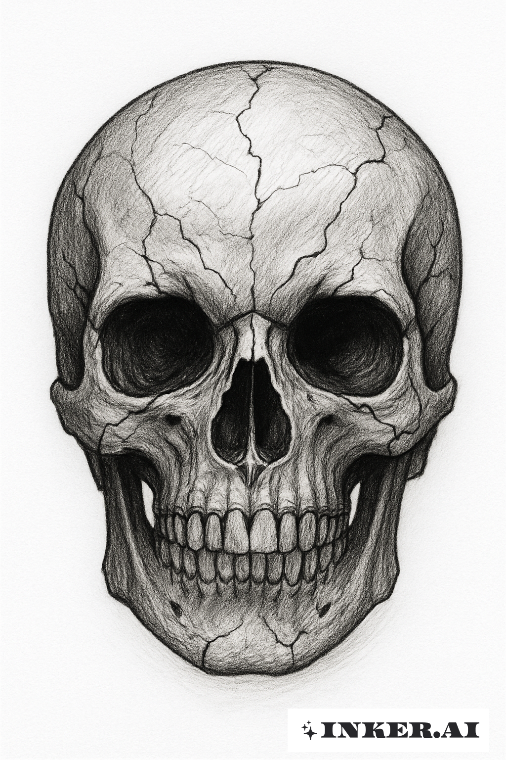 Totenkopf Rachado com Cavidades Oculares Sombreadas