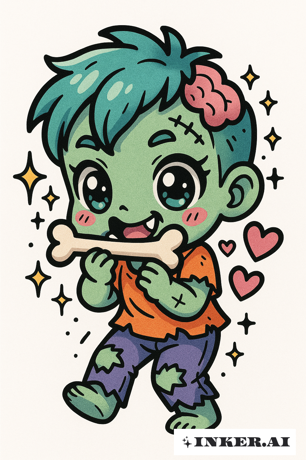 Chibi New School Zombie's Playful Bite