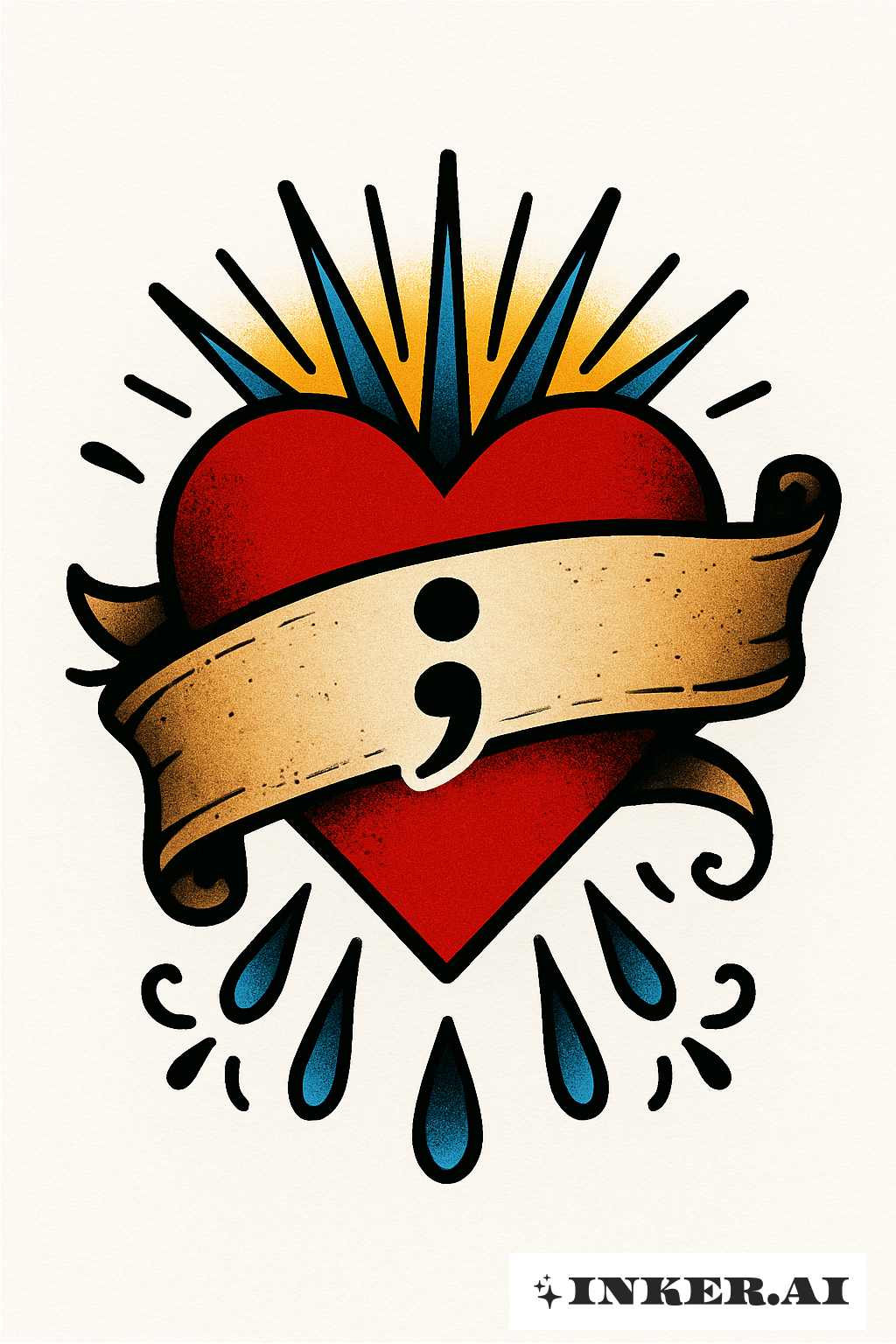 Heart's Banner And A Semicolon