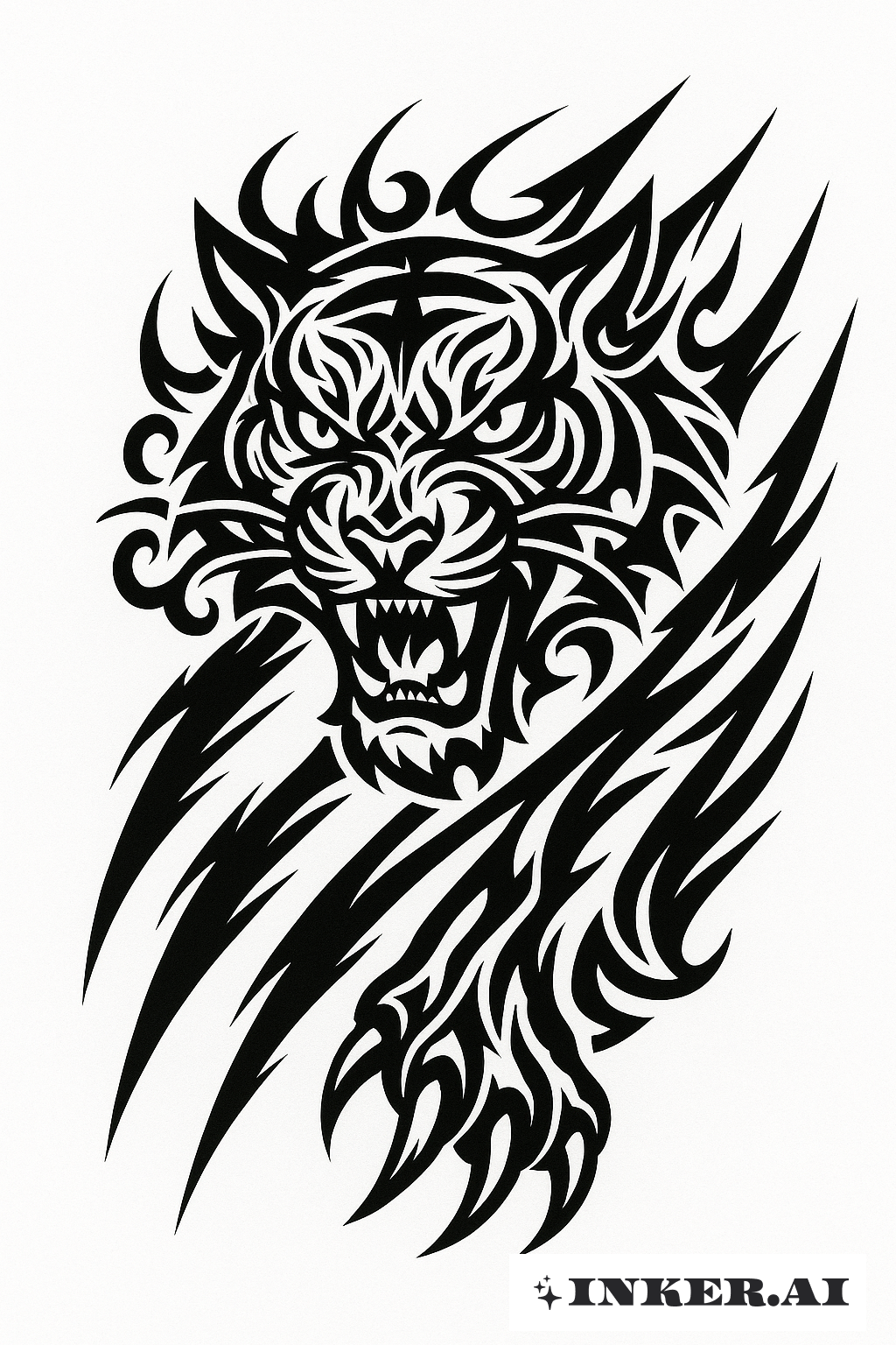 Yakuza Tiger Kratzer im Tribal-Stil