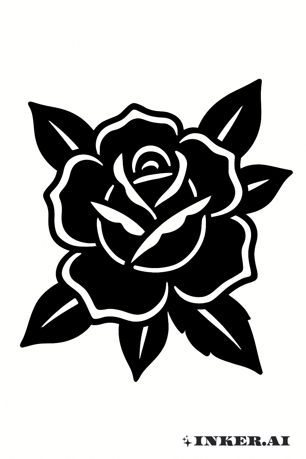 The Solid Black Rose With Heavy Lines
