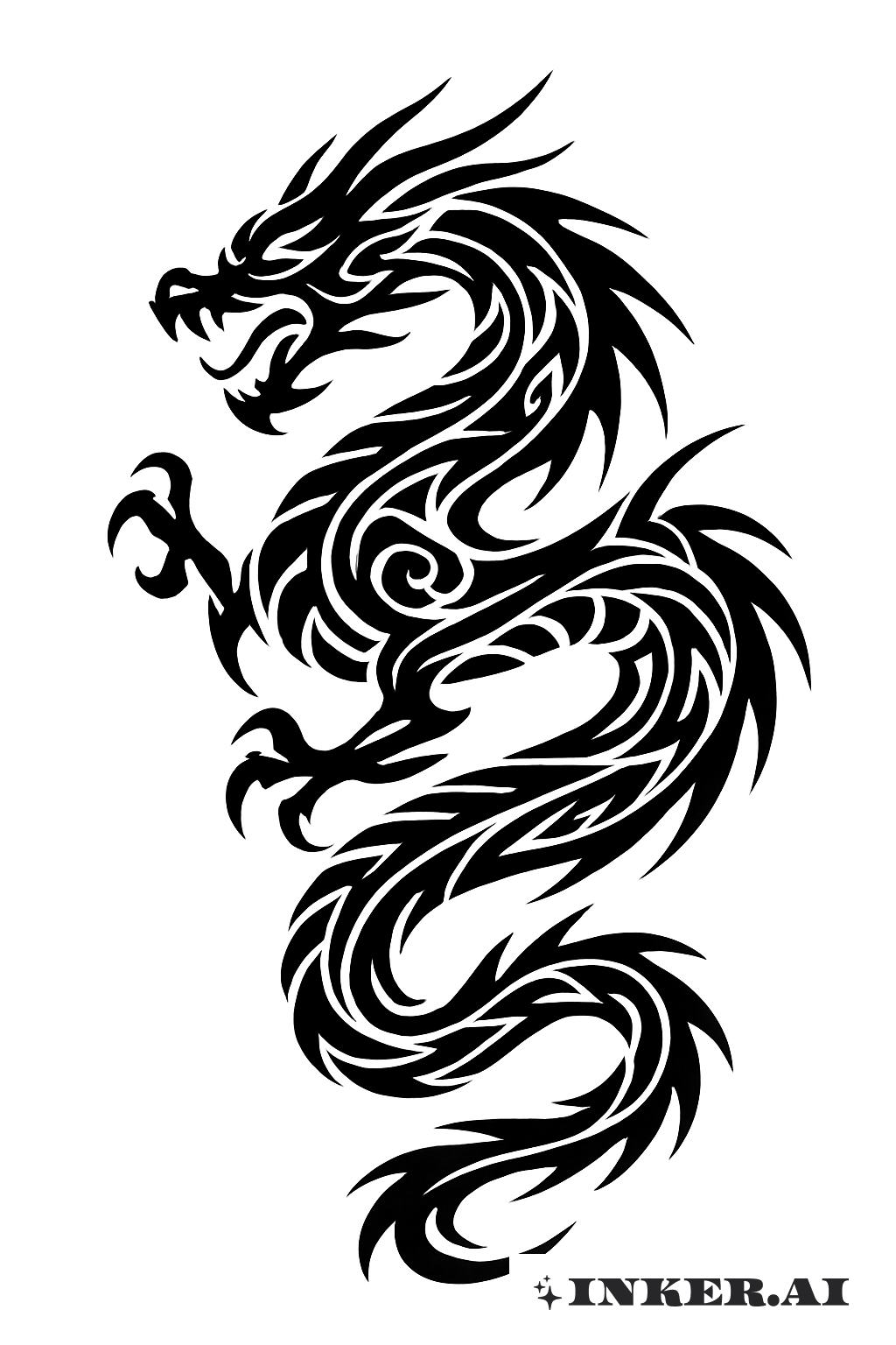 流れる部族のインク中国の竜
