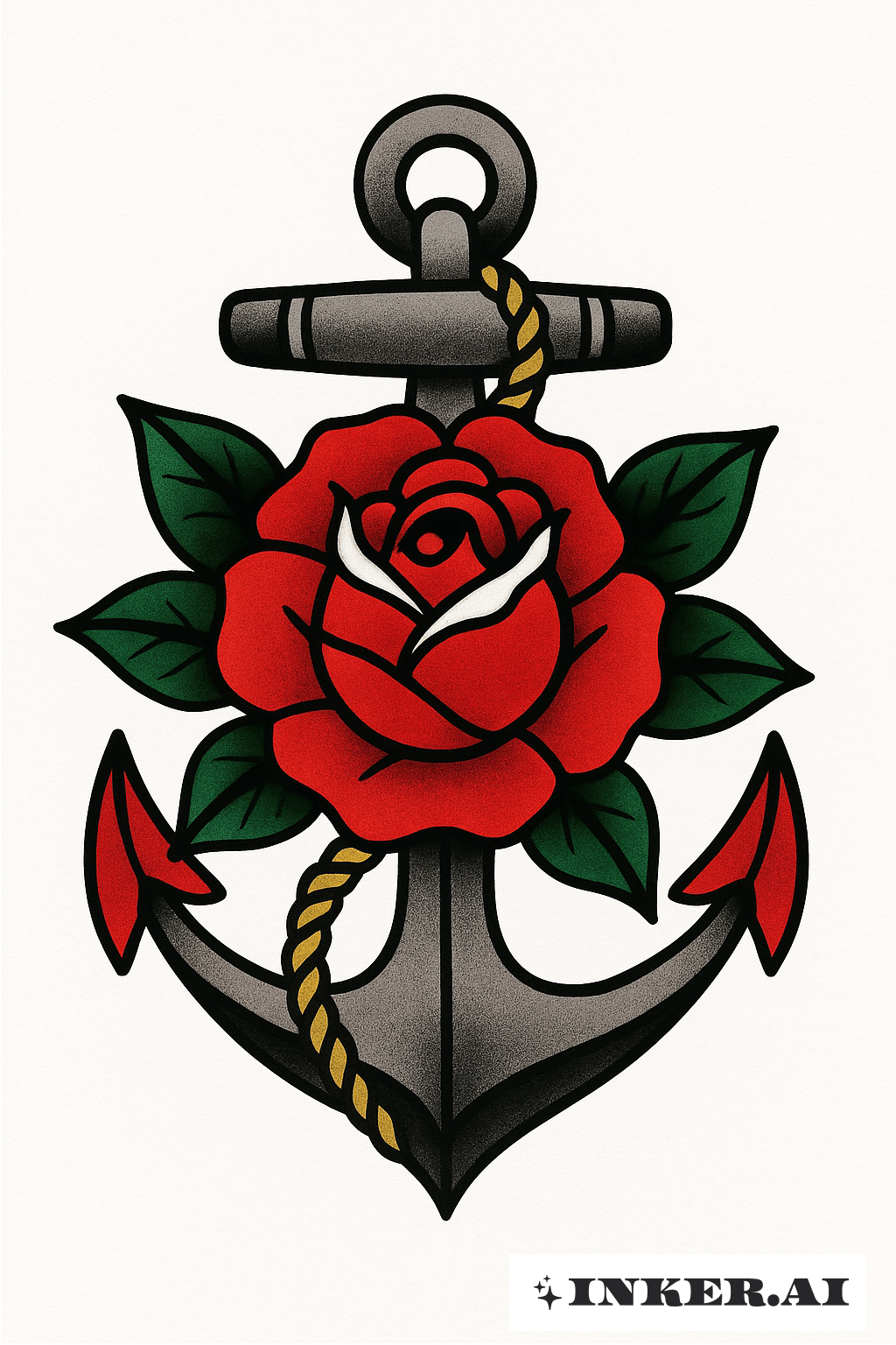 オールドスクールの薔薇と錨