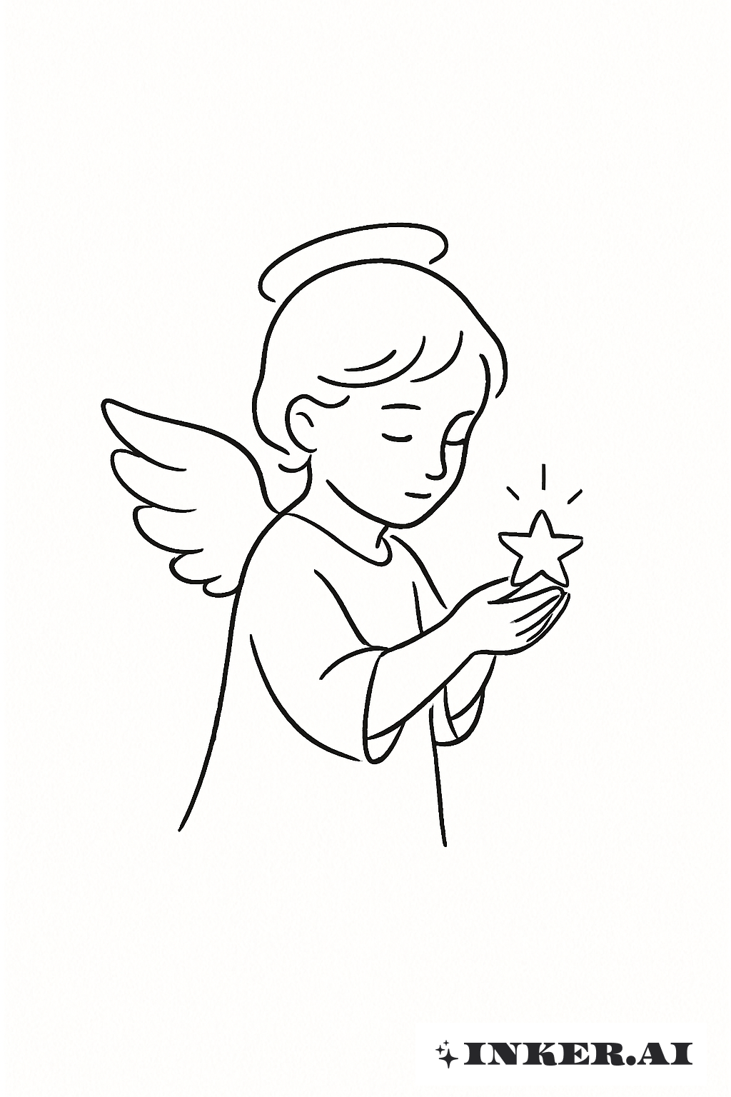 Tiny Guardian Angel Holding a Star