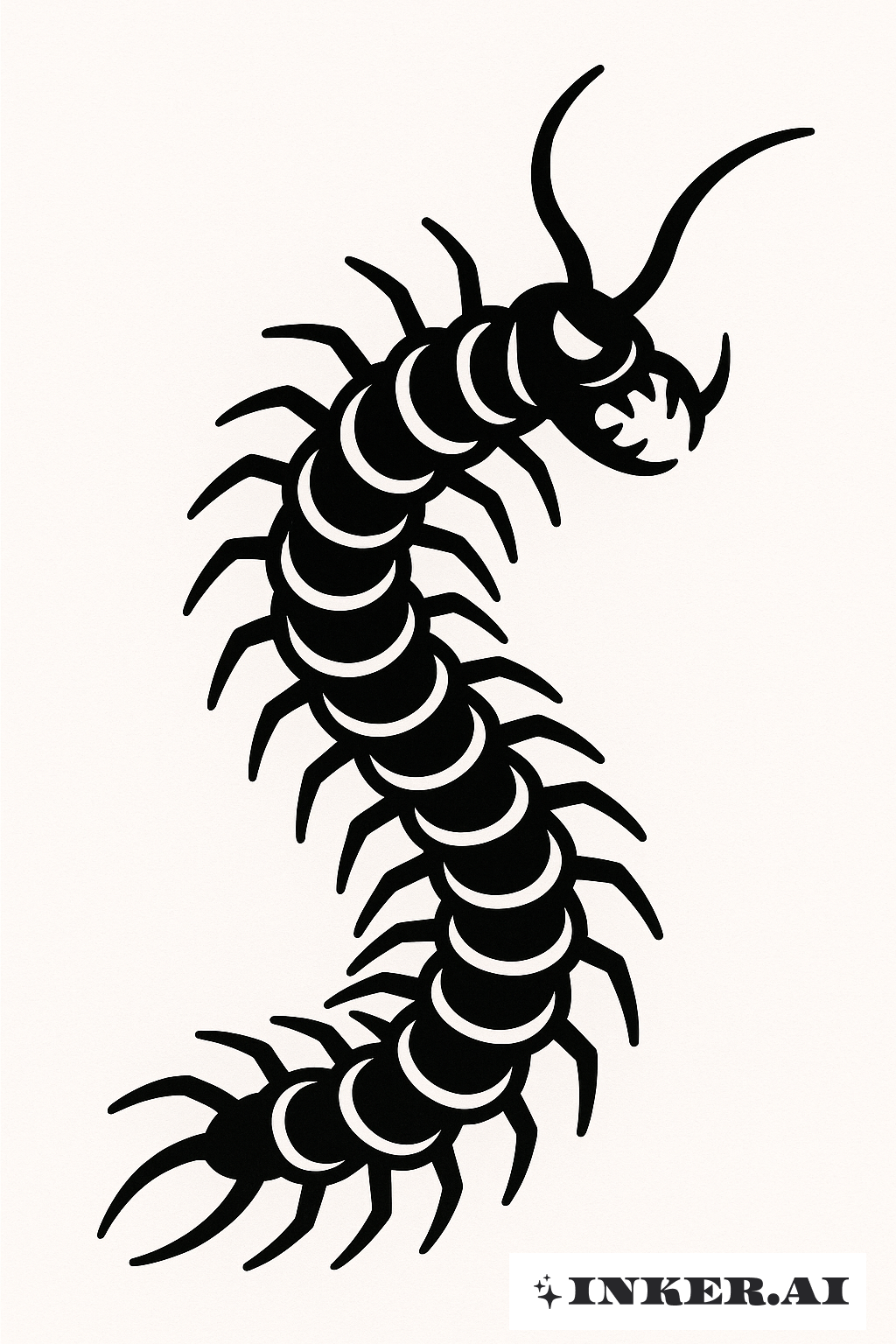 Contour Noir Épais Mille-Pattes Effrayant