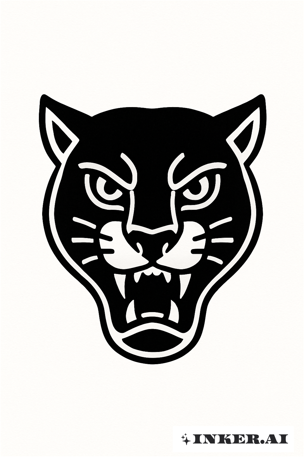 Einfacher Blackwork Pantherkopf