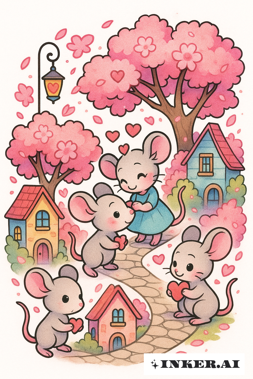 Mouse Town Cherry Blossom Love