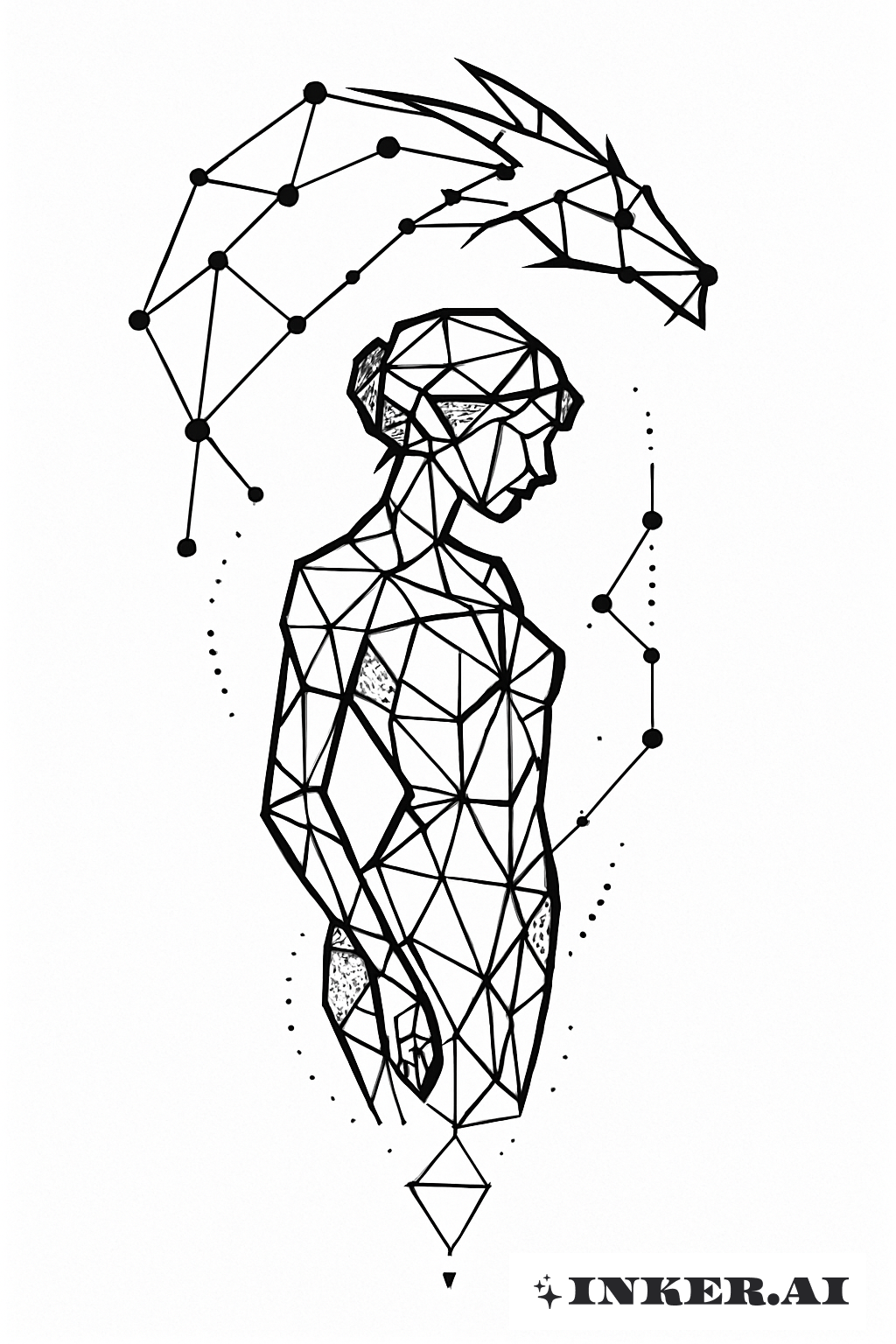 La Fille Avec Le Dragon Comme Une Constellation d'Étoiles