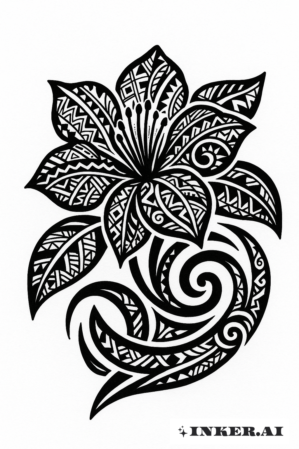 Polynesian Tribal Flower Designs