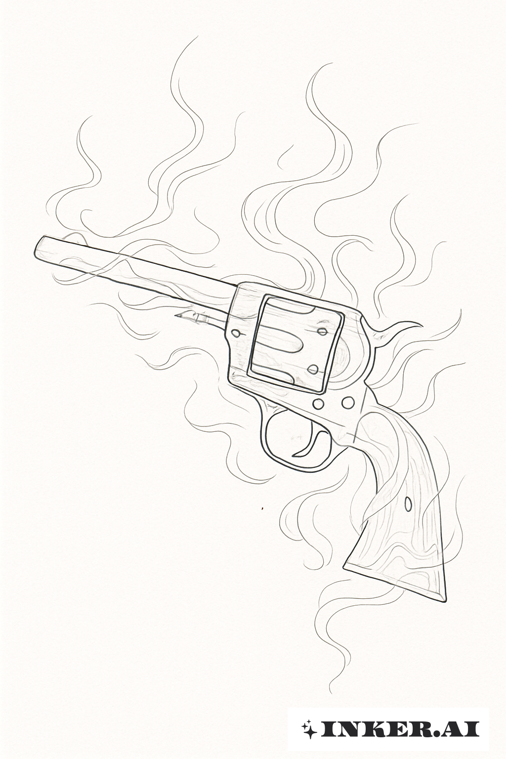 Ein Zartes Übernatürliches Colt-Revolver-Kontur-Design