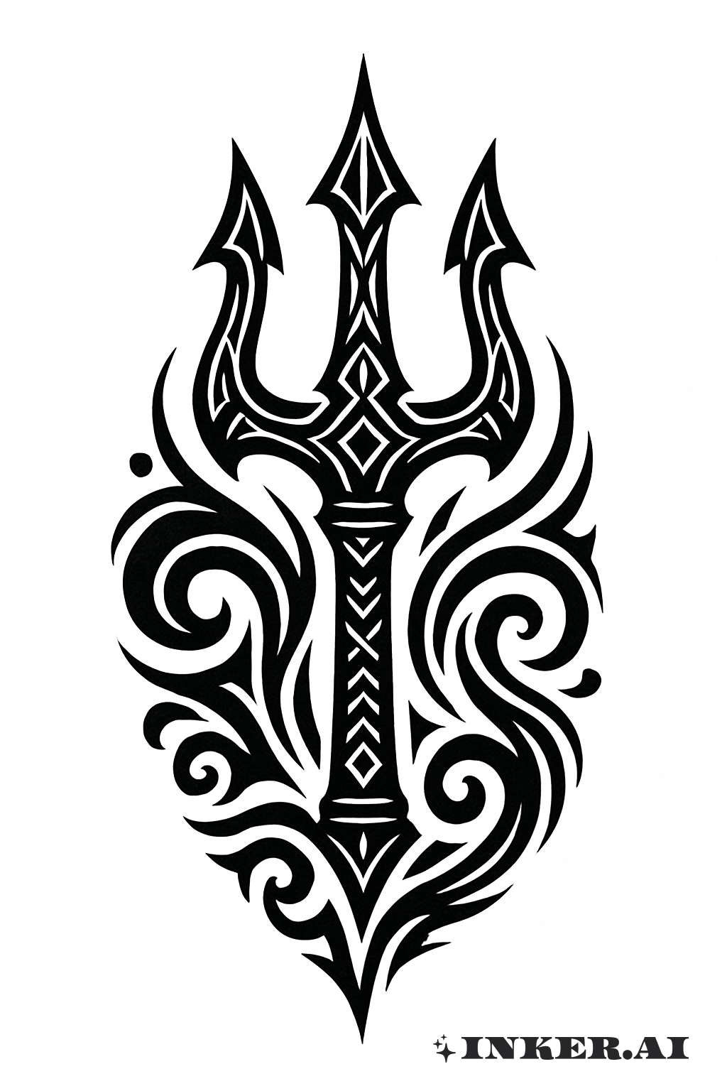 A Tribal Trident Representing The Might Of Poseidon