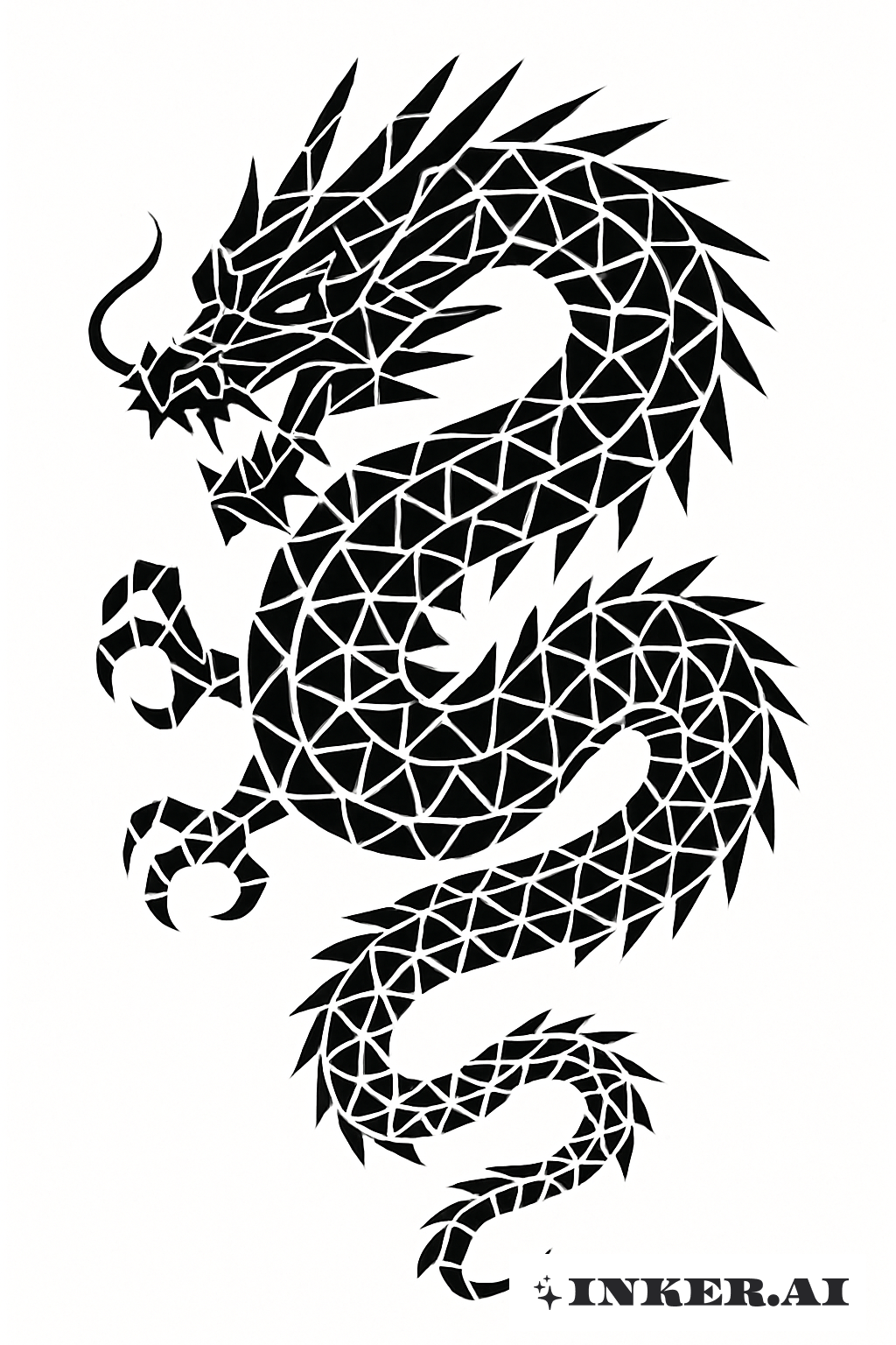 Dragon Géométrique Yakuza Fait de Triangles
