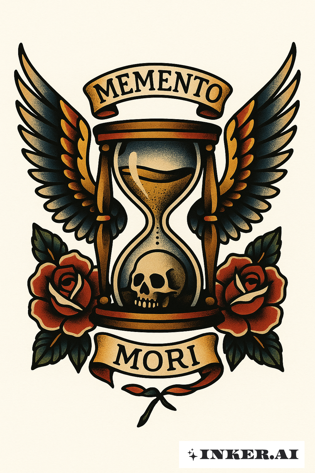 Hourglass With Wings Memento Mori