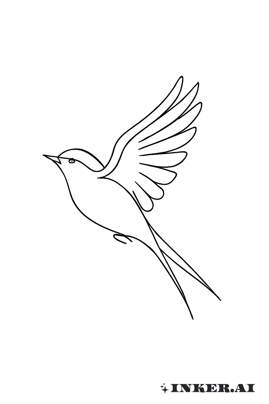 Single Line Flying Sparrow Motion