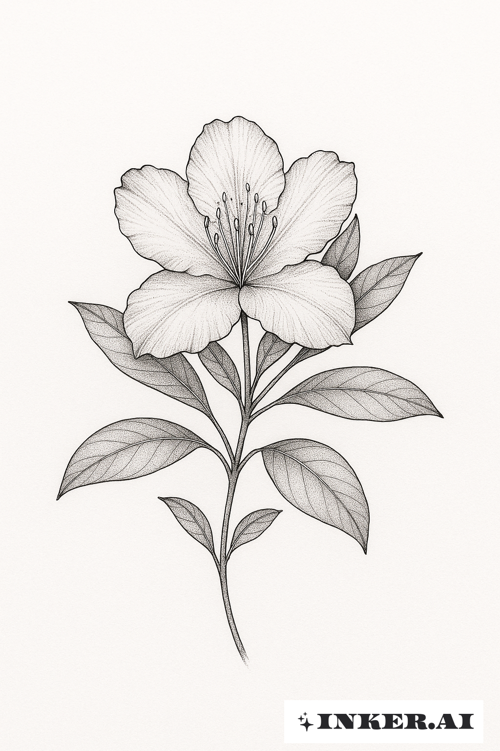 シングルニードルのツツジの花