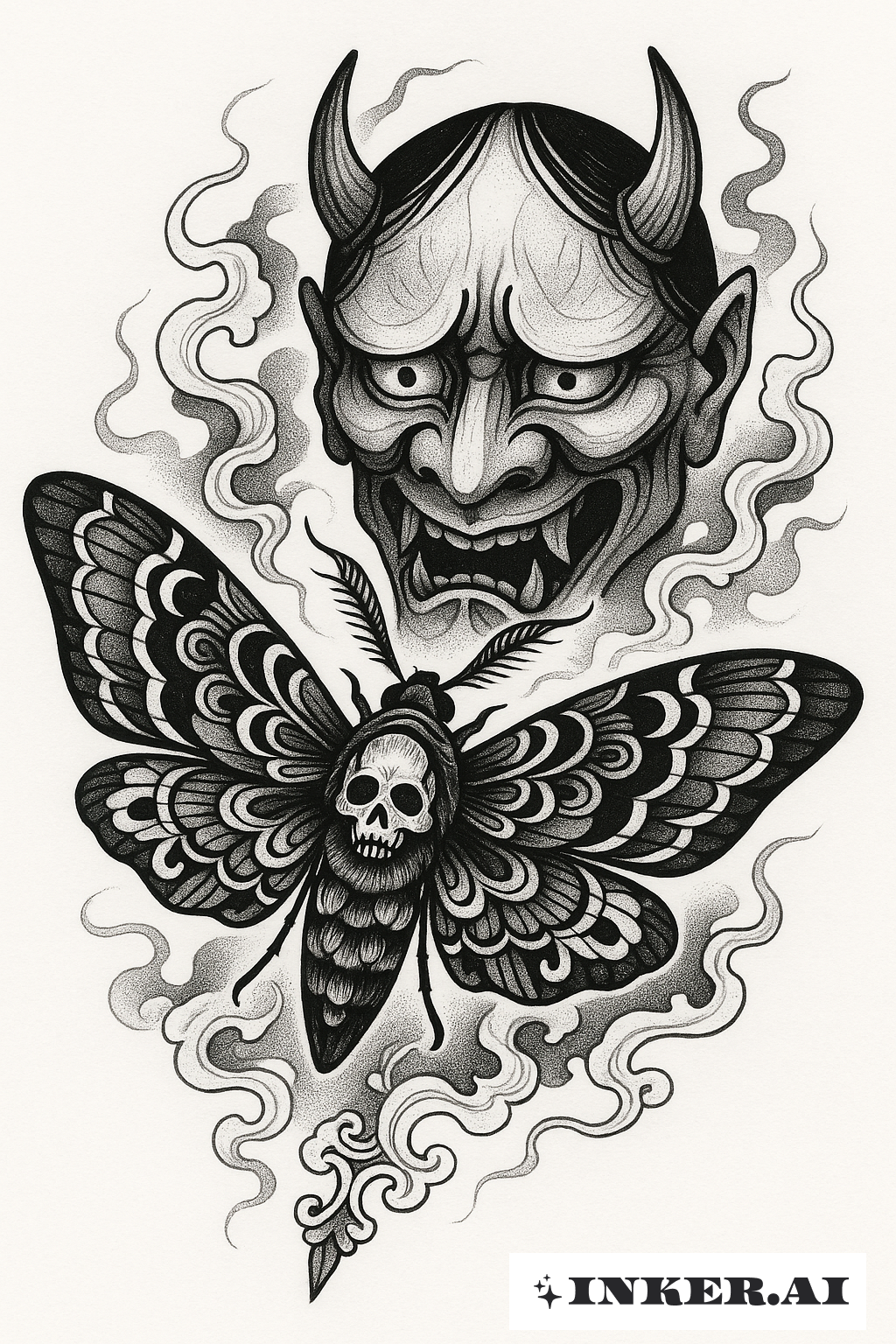 Death Moth And The Hannya Mask's Shadow