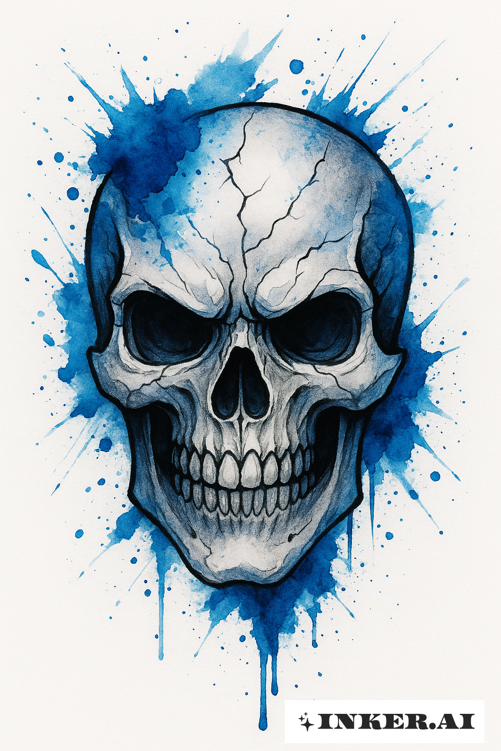 Ms 13 Caveira com Respingo Azul