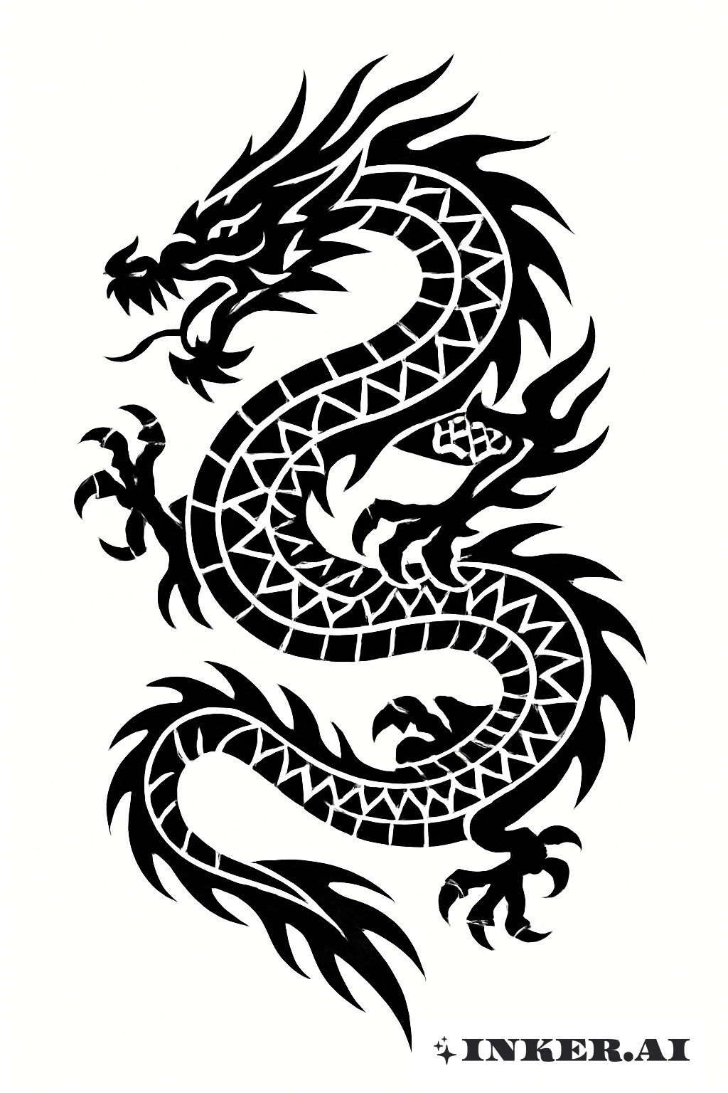大胆な部族風中国龍