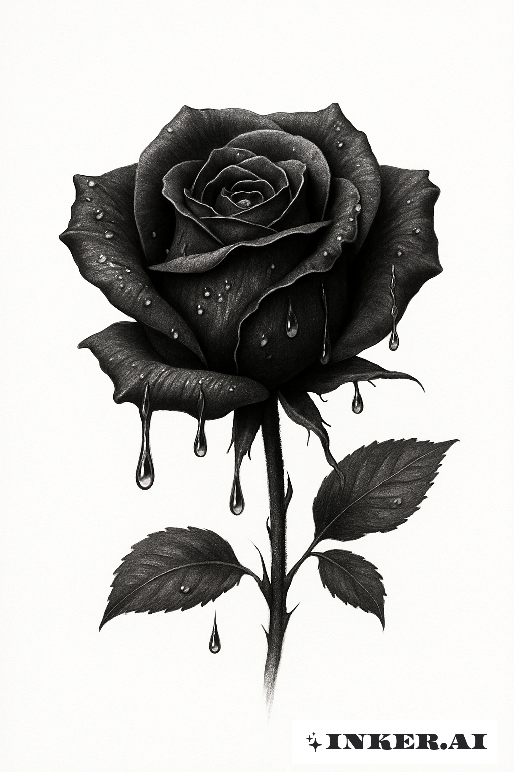 Hyper-Realistic Weeping Black Rose