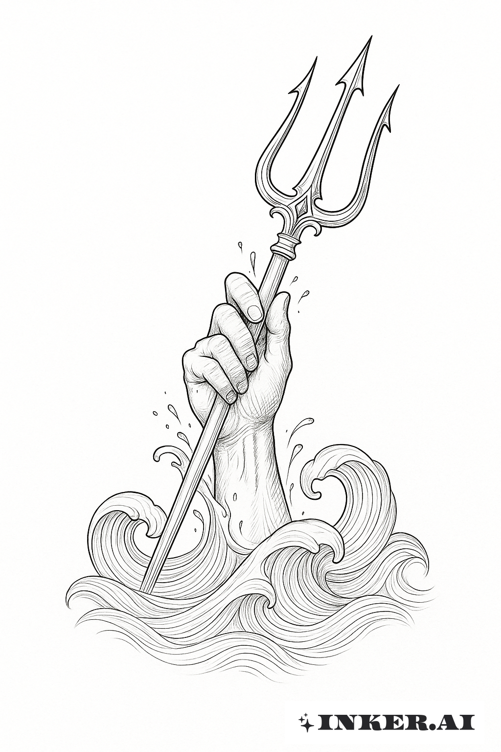 Poseidon's Hand Grasping A Trident From The Sea