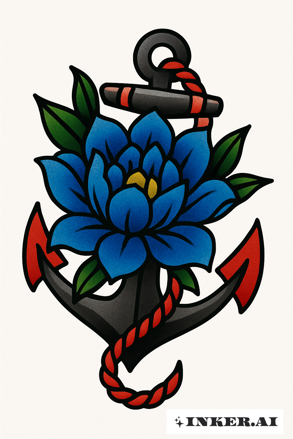 Sailor's Blue Lotus Flower and Anchor