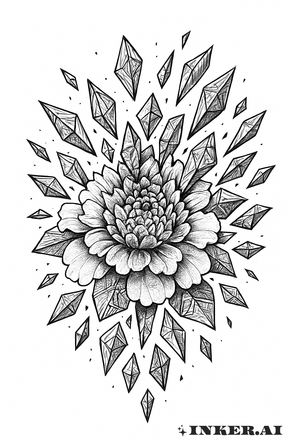 Exploding Marigold Of Geometric Shards