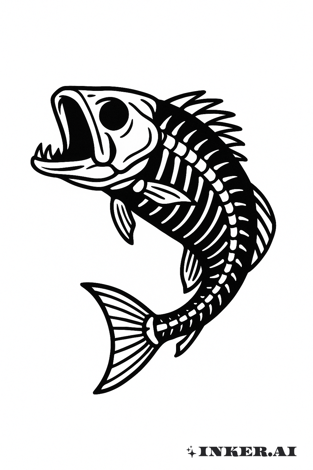 Leaping Bass Fish Skeleton