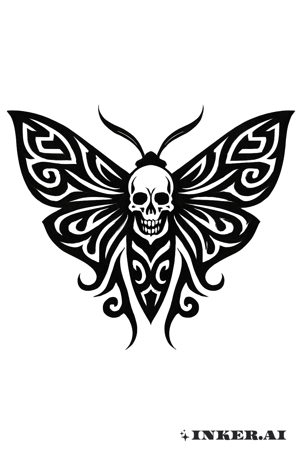 Symmetrical Tribal Pattern Death Moth