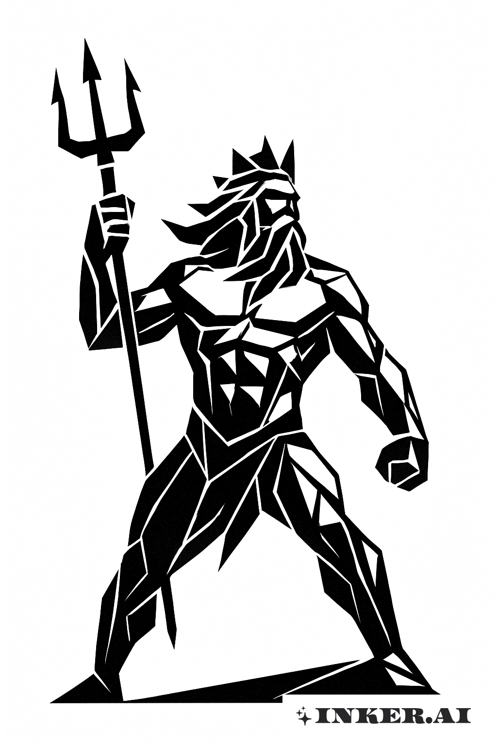 The Abstract Form Of Poseidon Made From Polygons