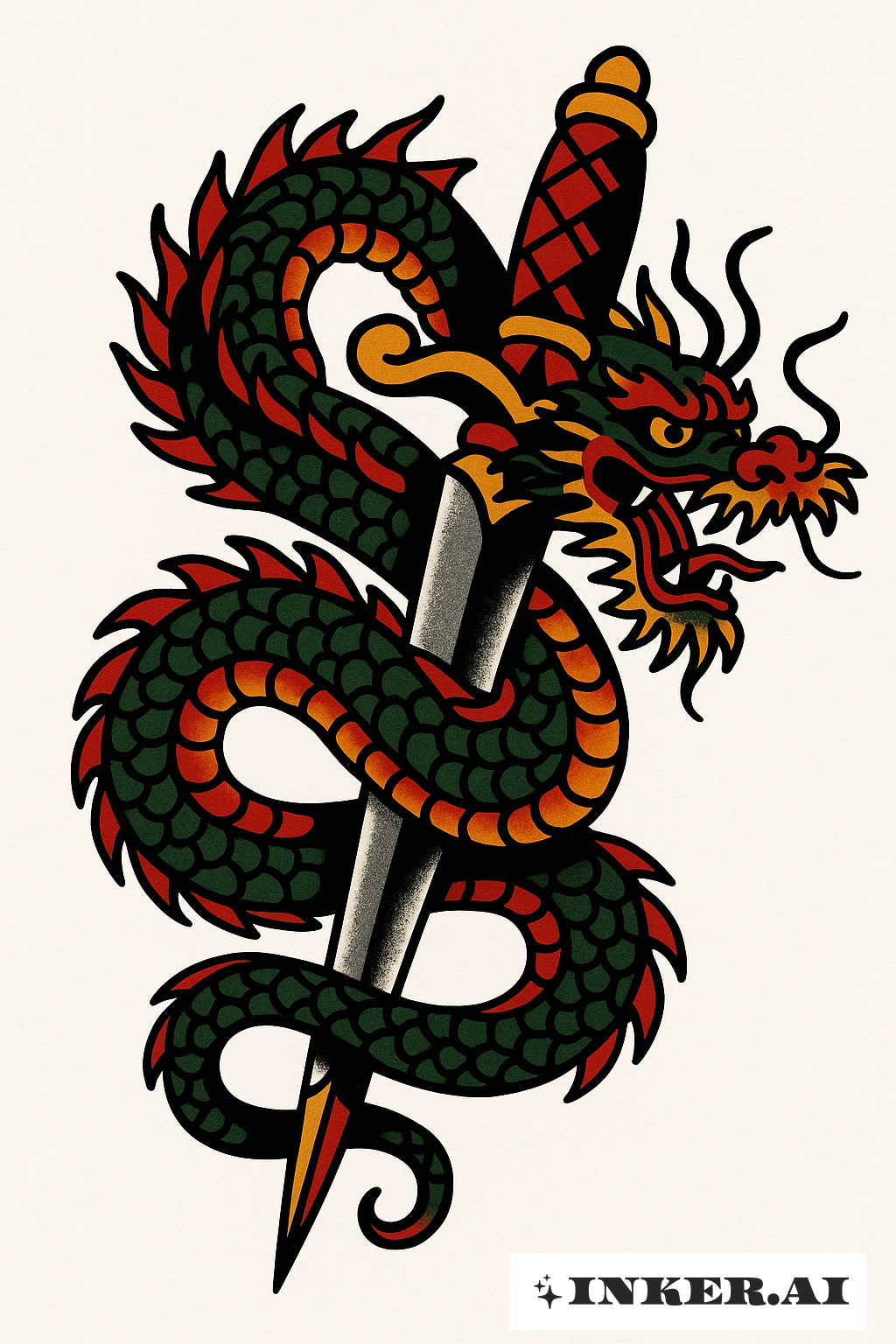 Dragón Chino y Daga