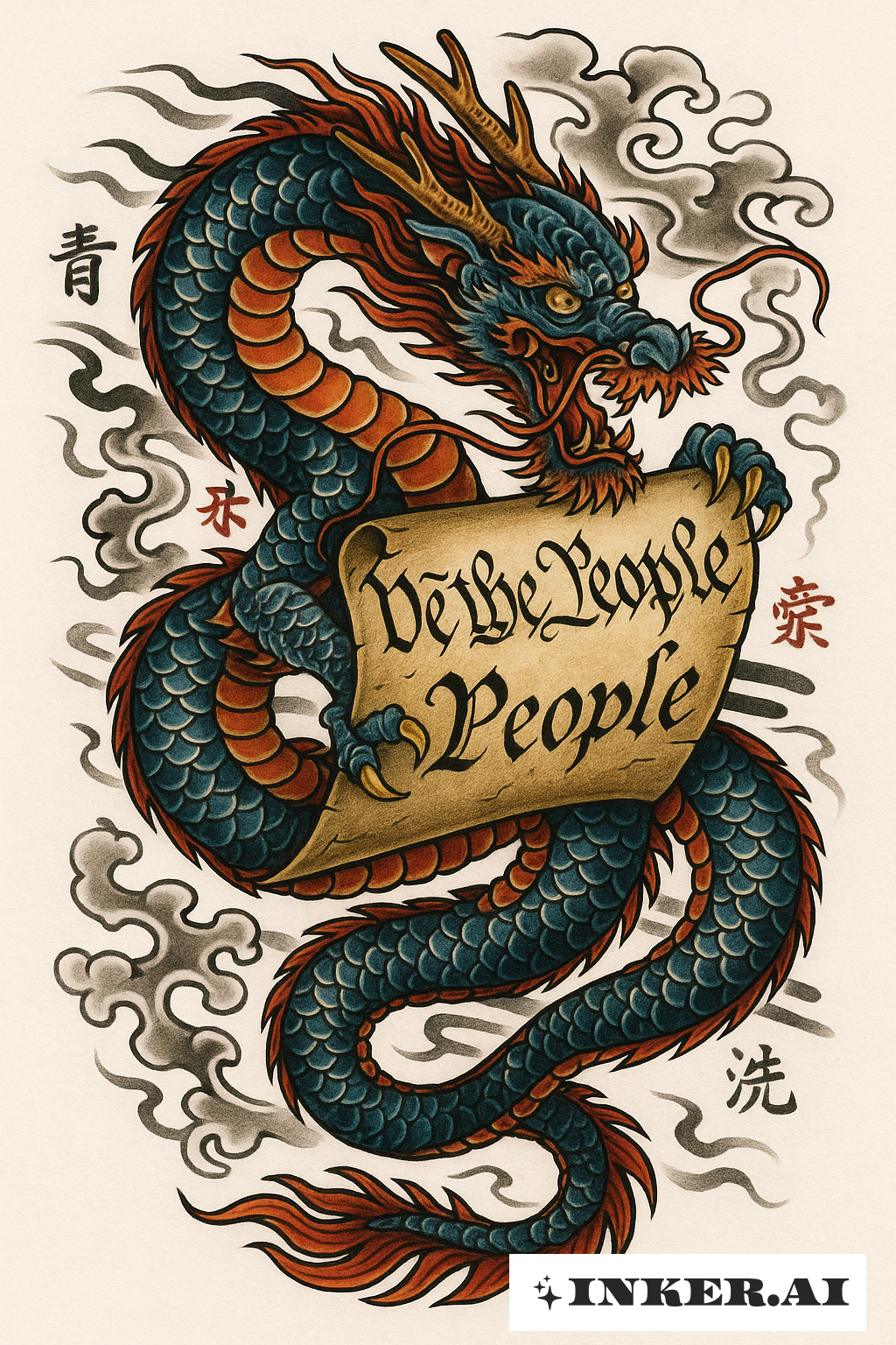 巨龍握住人民的力量卷軸