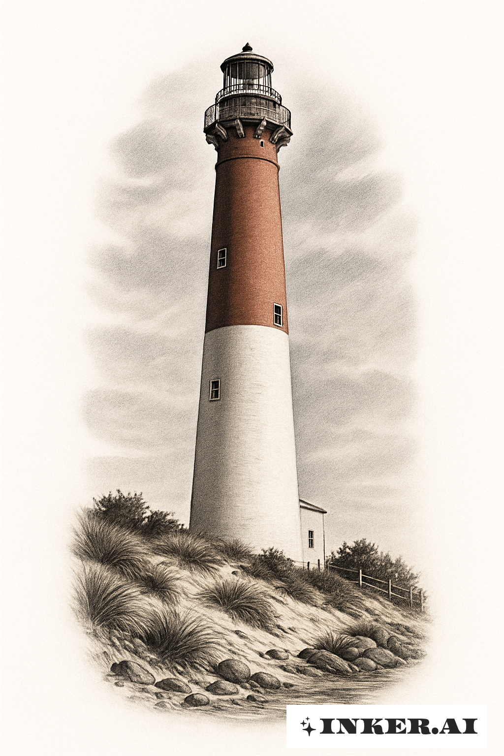Portrait photoréaliste du phare de Barnegat