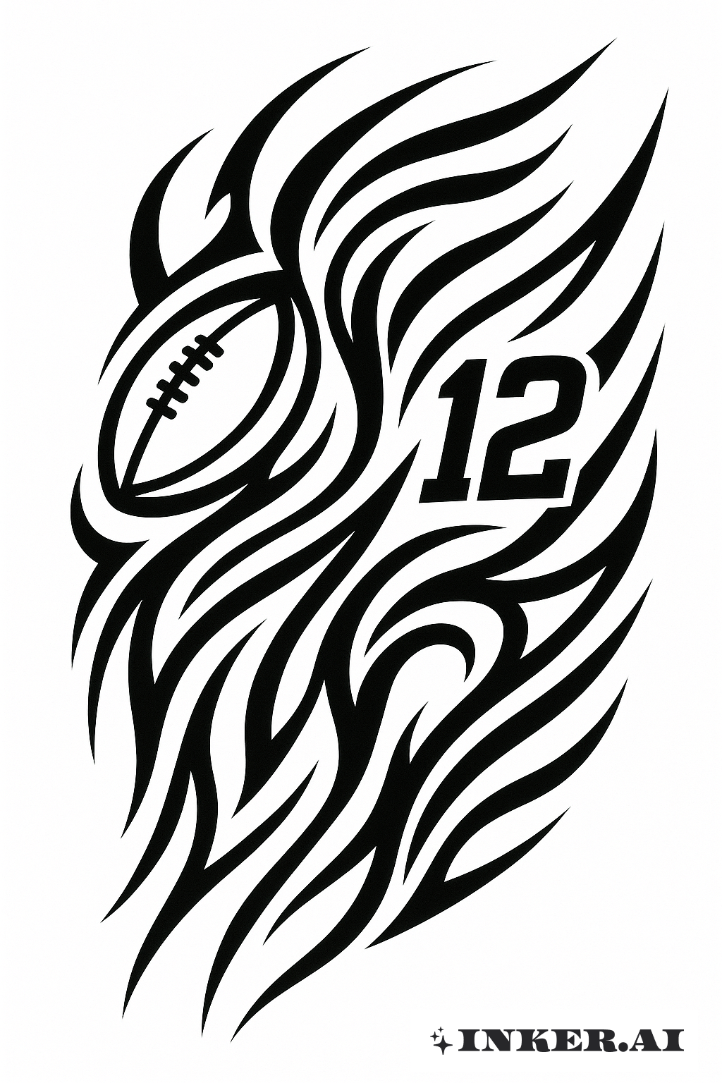 为阿隆·罗杰斯设计的流动部落纹身线条