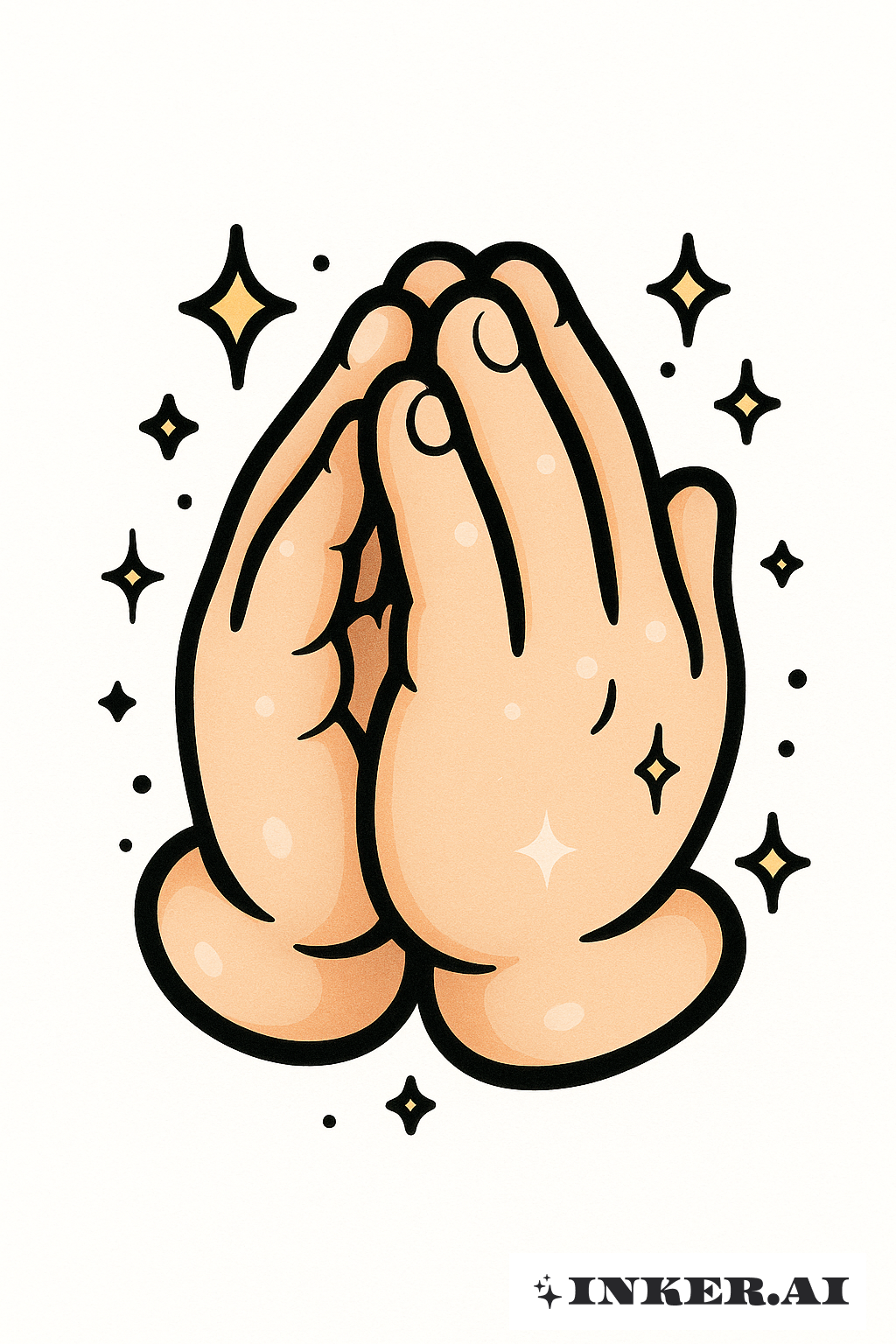 Chibi Style Praying Hands with Sparkles