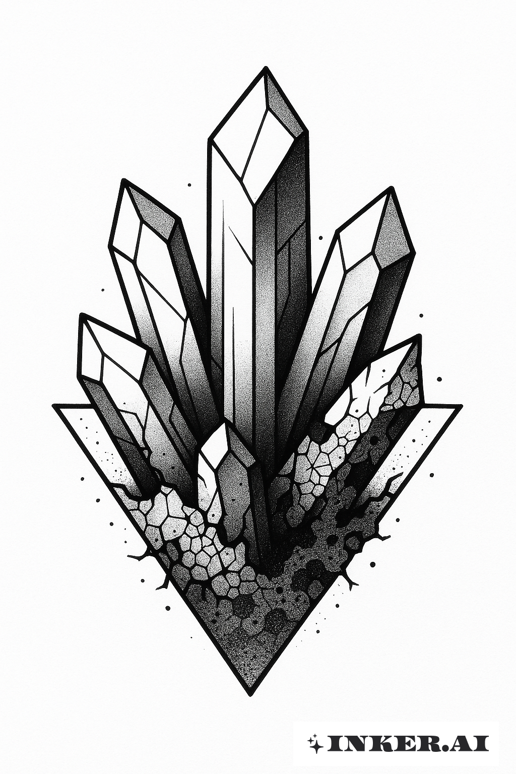 Un Cluster de Cristaux Géométriques Infectés