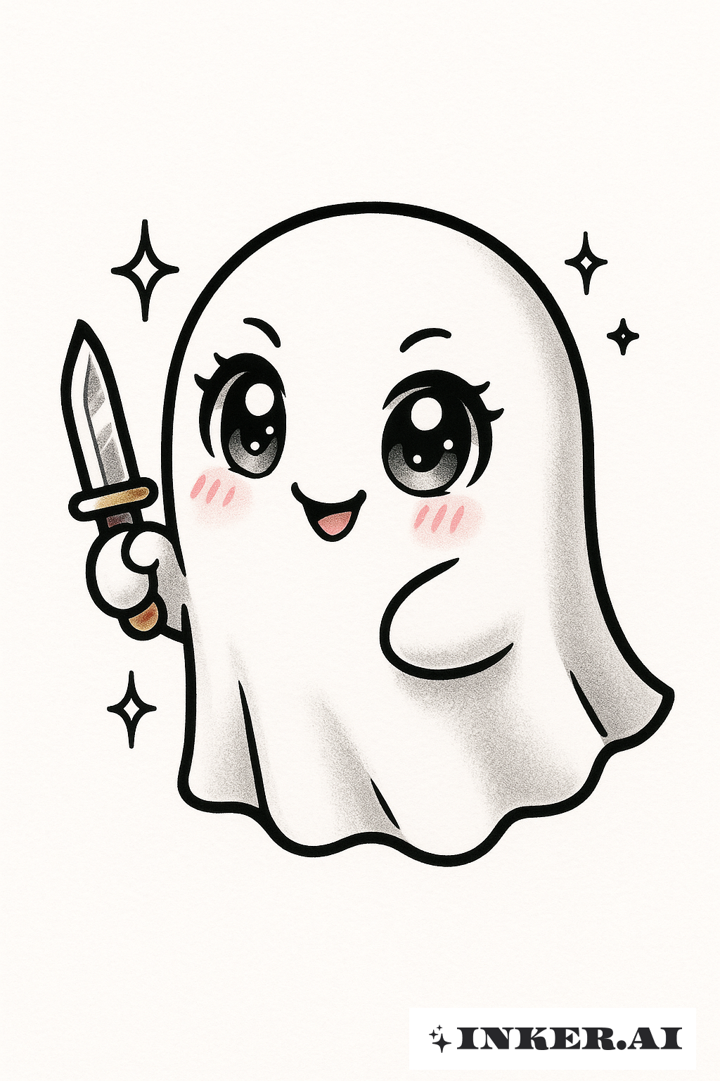 Cute Ghost Face With A Small Knife