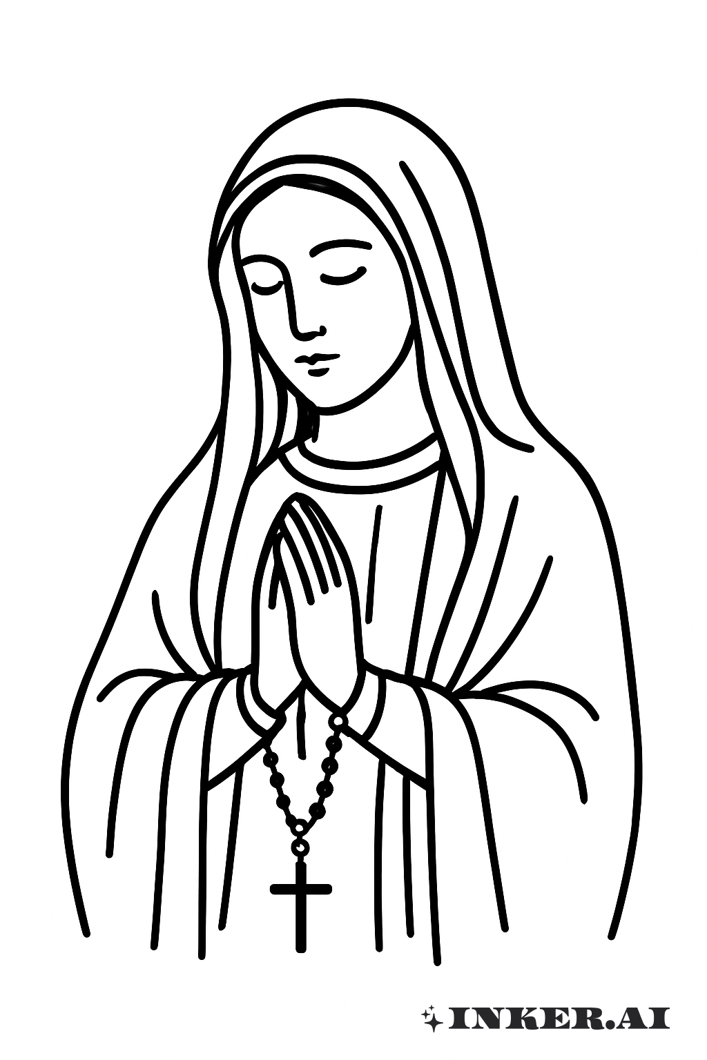 Vierge Marie simple avec un chapelet