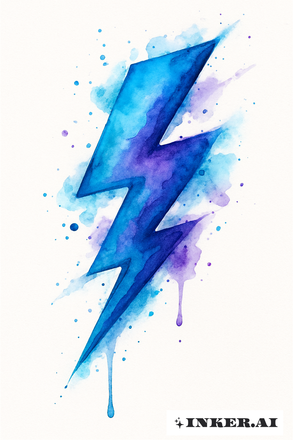 Blue And Purple Watercolor Lightning Bolt
