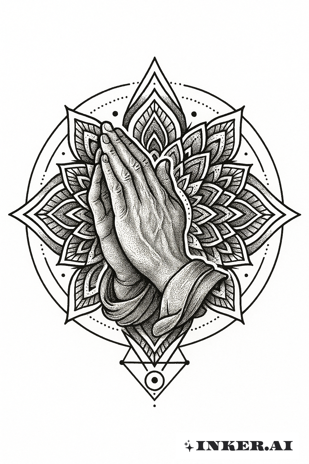 Praying Hands within a Geometric Mandala