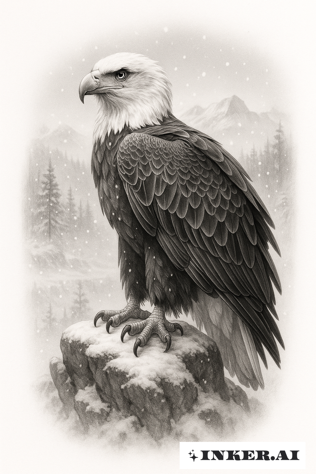 Águia Majestosa em uma Paisagem Nevada