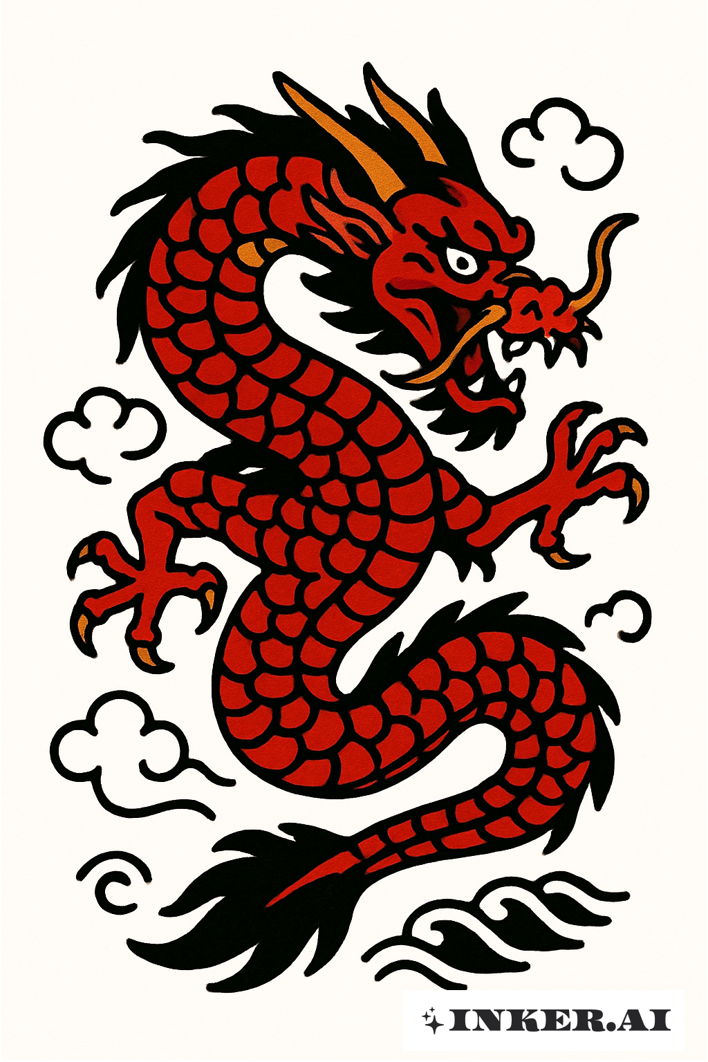 Dragón Chino Rojo Intenso