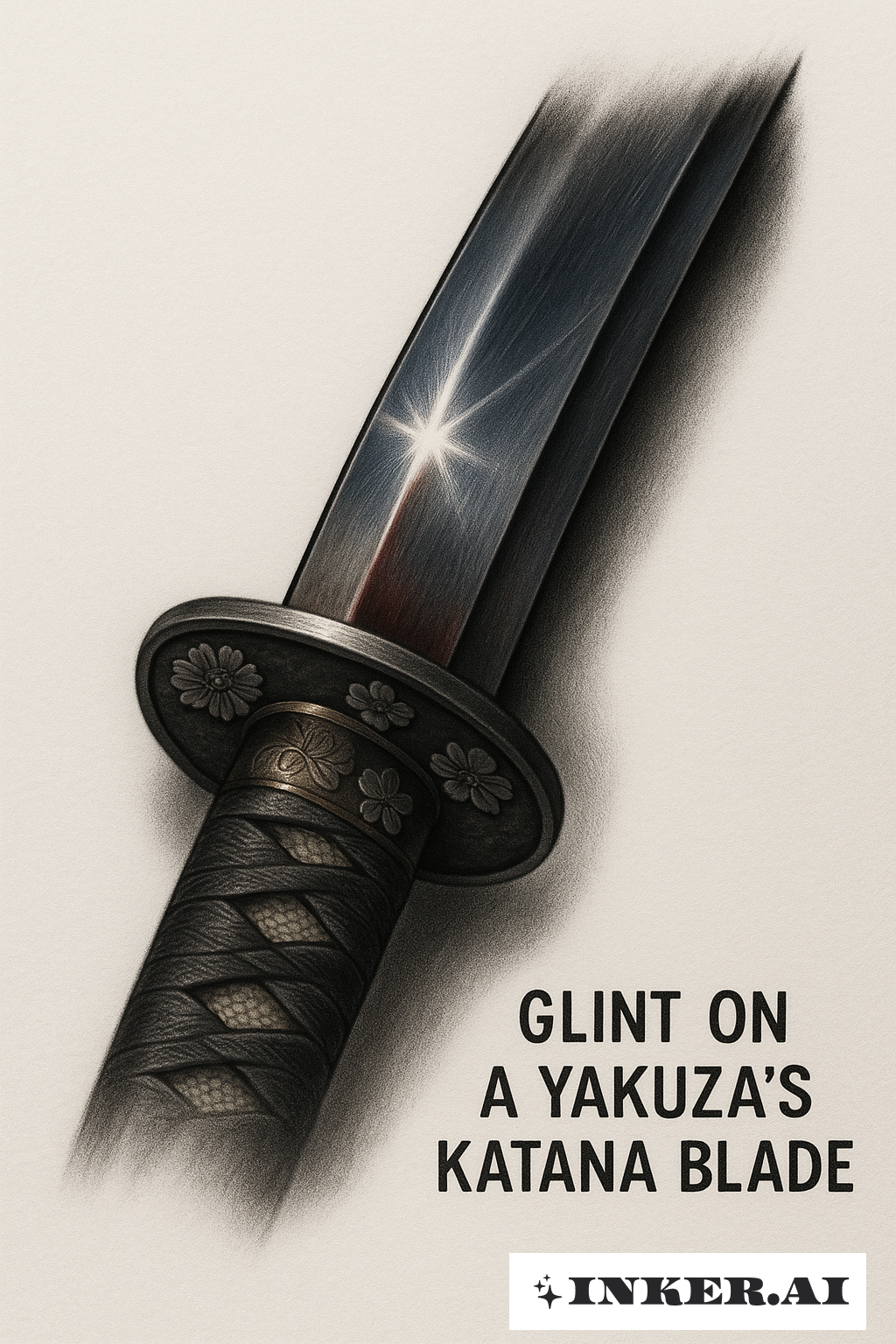 Éclat sur la lame d'un katana de Yakuza