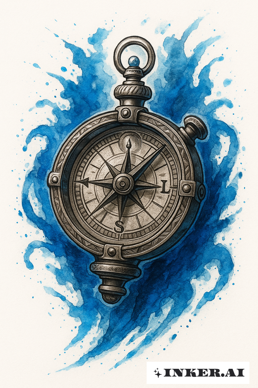 青い水の飛沫を伴うワンピースログポース