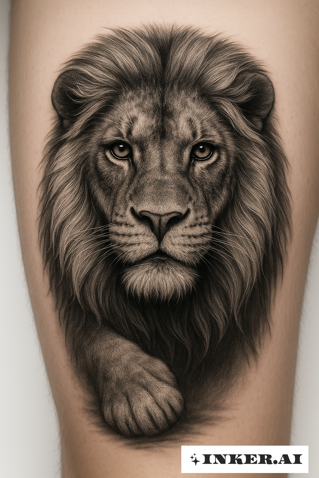 Olhar Realista de Leão na Coxa